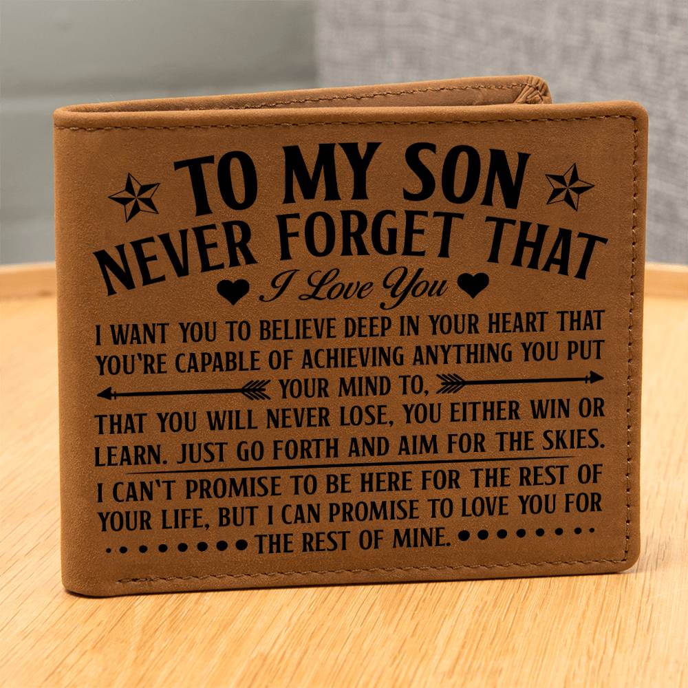 TO MY SON SKIES BLACK LEATHER WALLET
