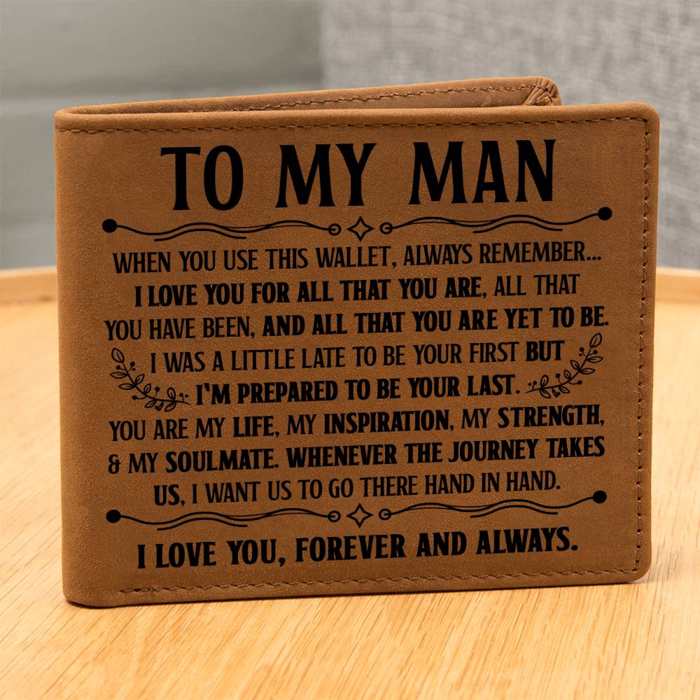 TO MY MAN INSPIRATION BLACK LEATHER WALLET