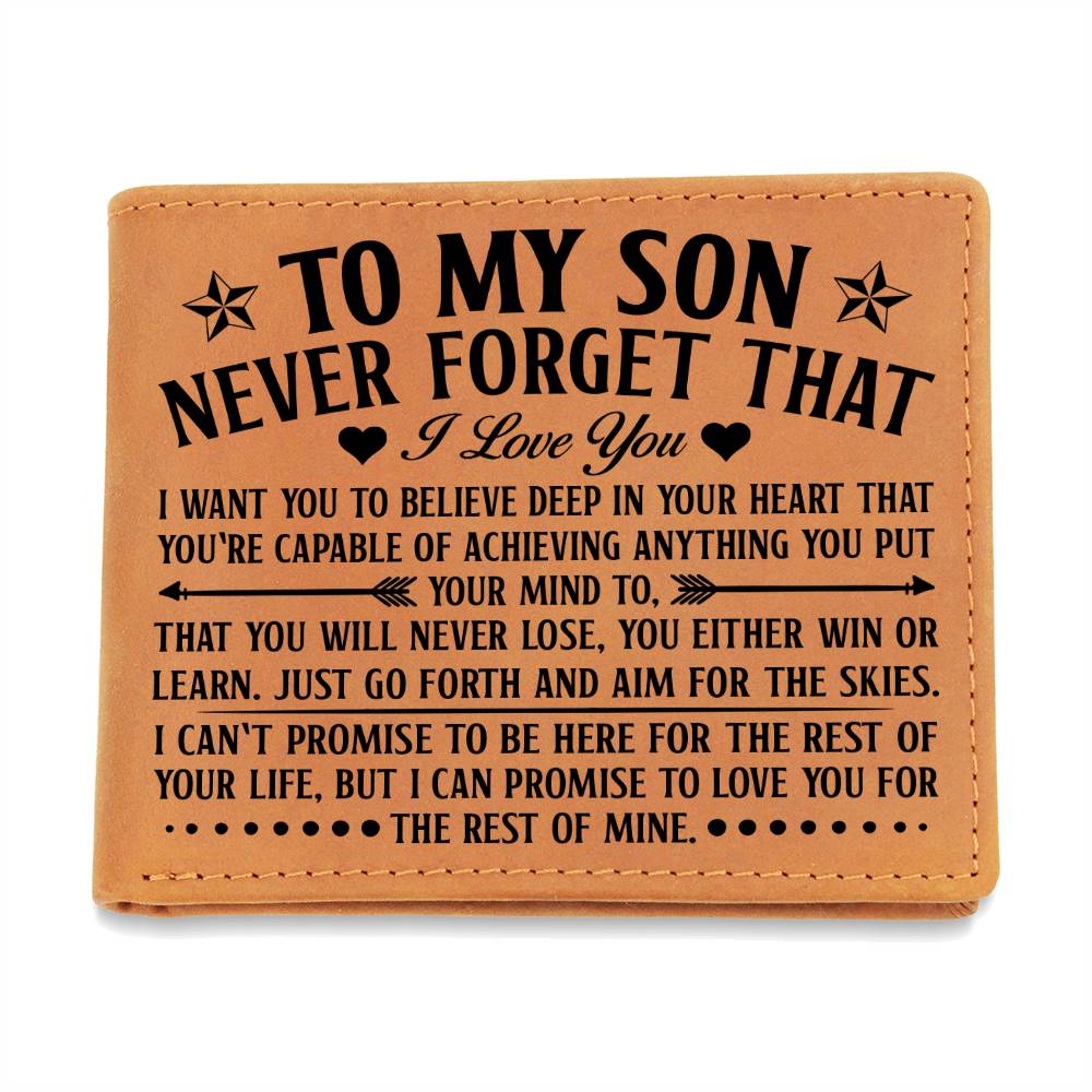 TO MY SON SKIES BLACK LEATHER WALLET