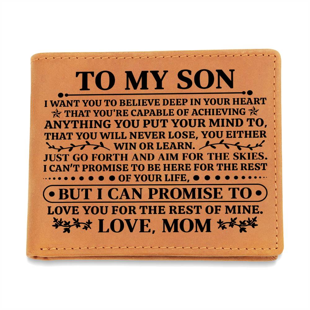 TO MY SON PROMISE BLACK LEATHER WALLET