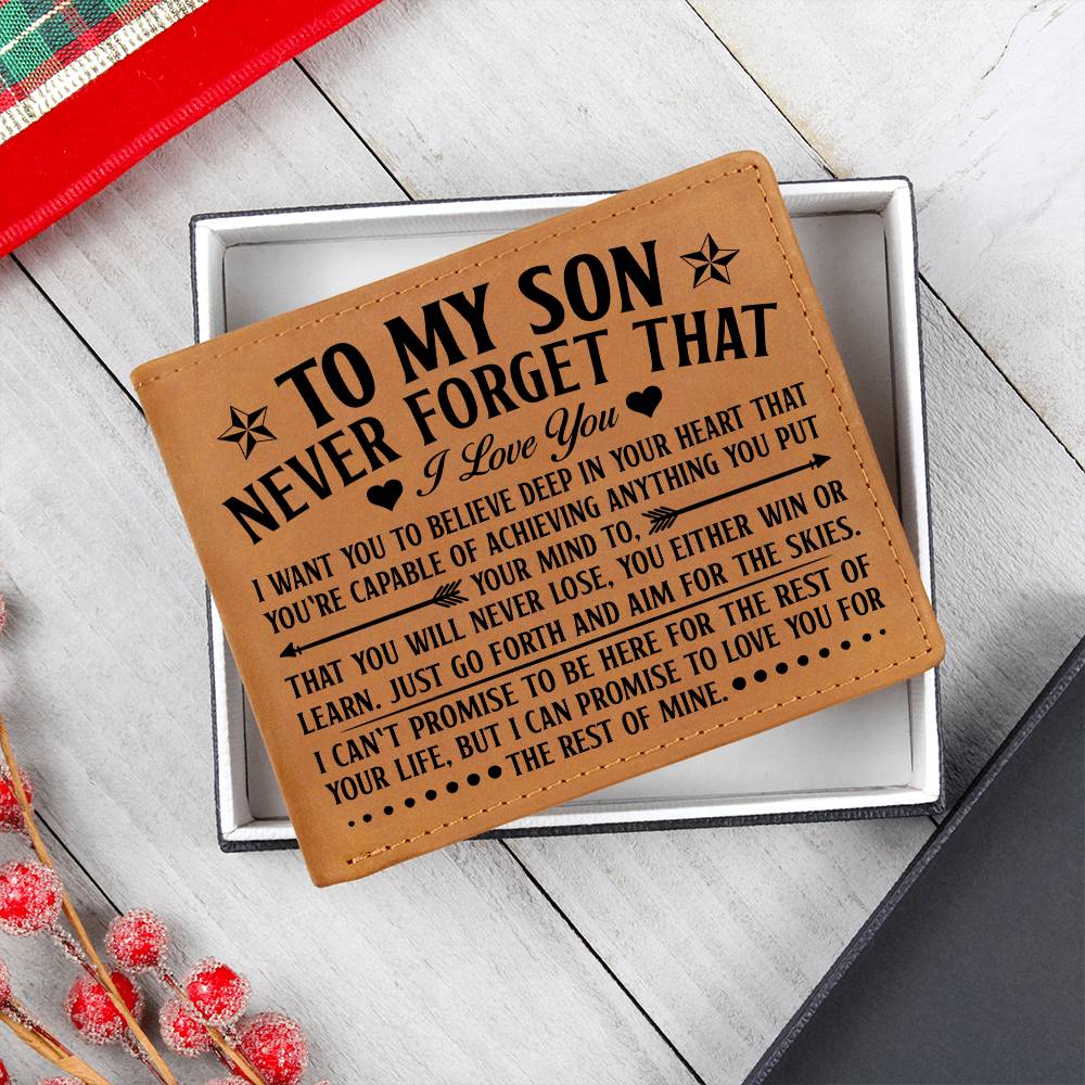 TO MY SON SKIES BLACK LEATHER WALLET