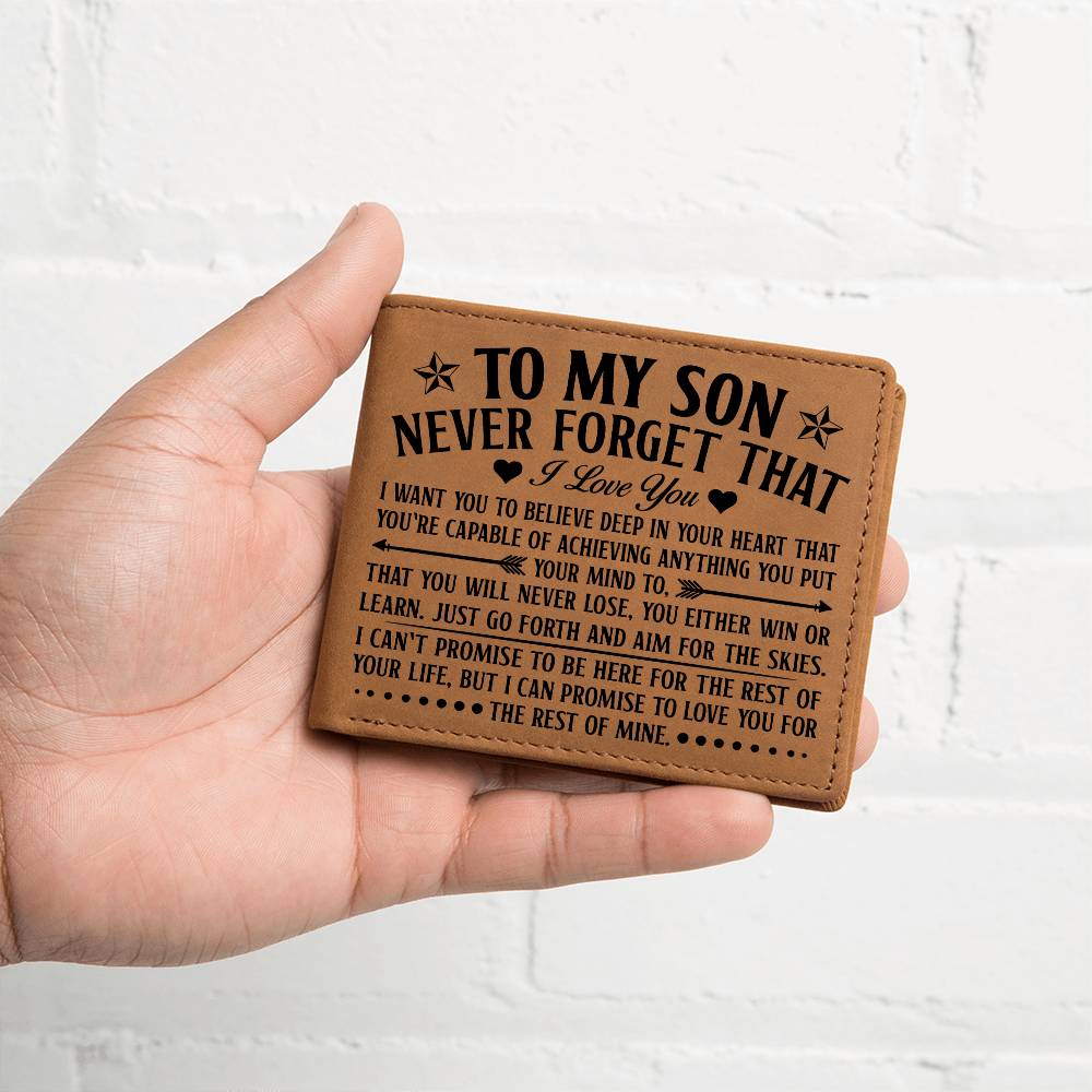 TO MY SON SKIES BLACK LEATHER WALLET