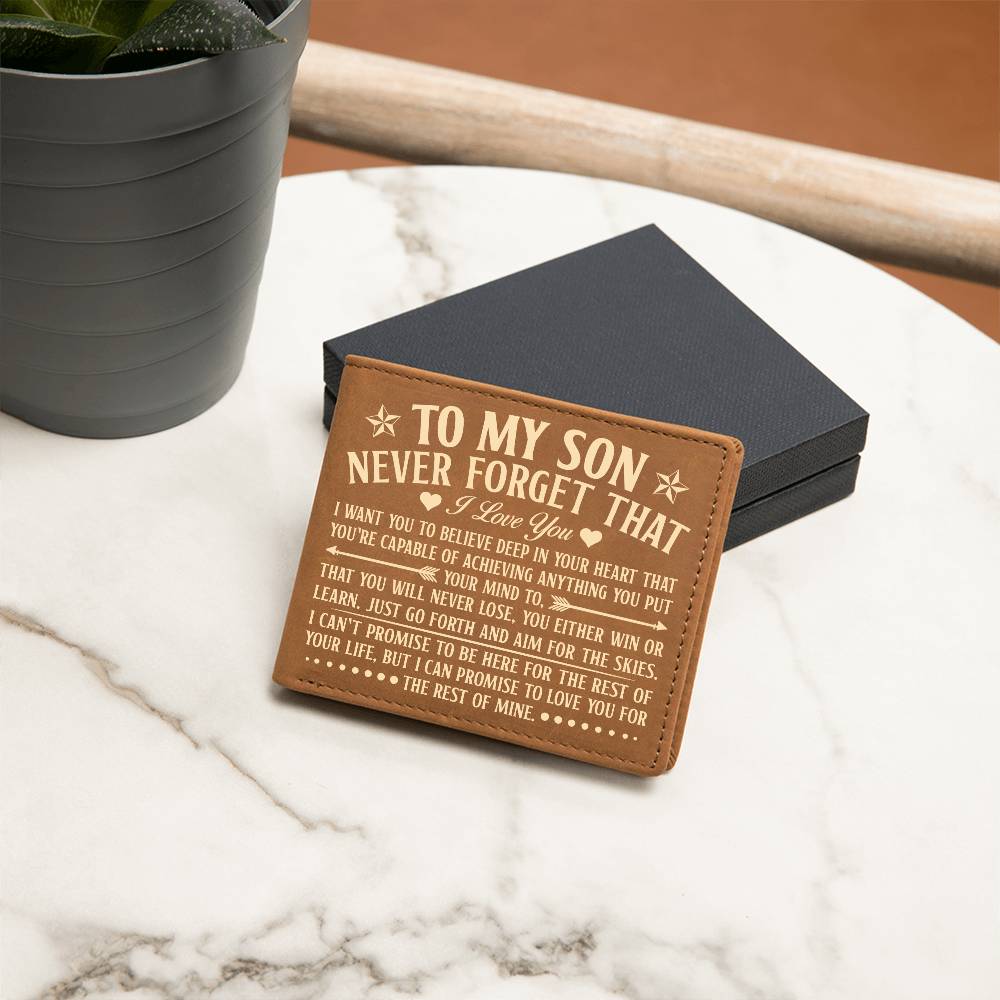 TO MY SON SKIES YELLOW LEATHER WALLET