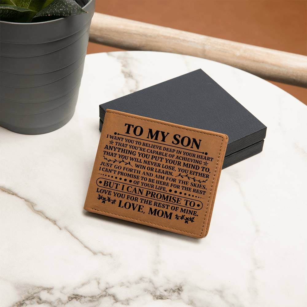 TO MY SON PROMISE BLACK LEATHER WALLET