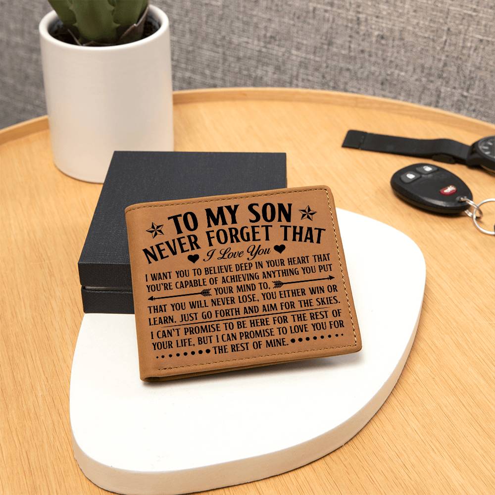TO MY SON SKIES BLACK LEATHER WALLET