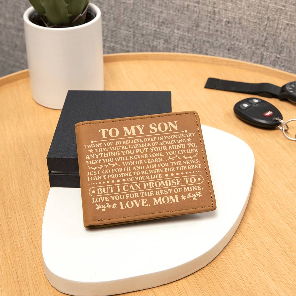 TO MY SON PROMISE YELLOW LEATHER WALLET