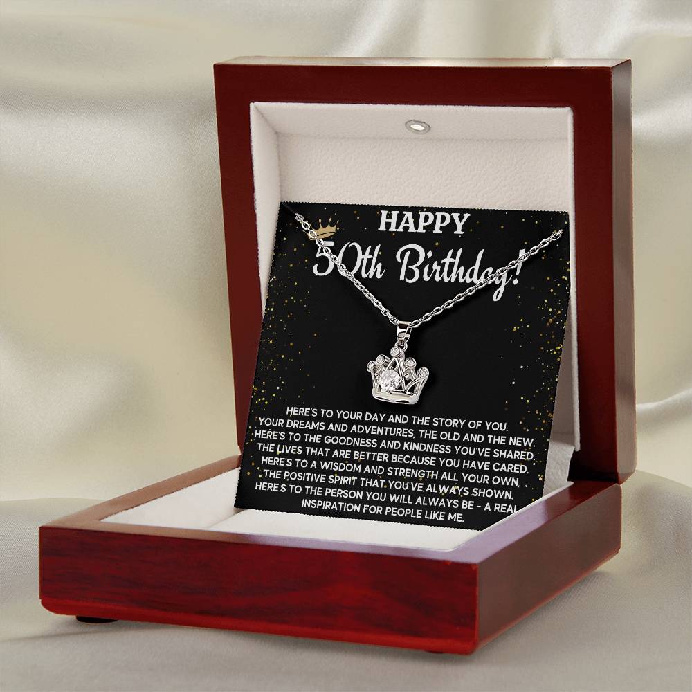 50TH BIRTHDAY WISDOM CROWN NECKLACE GIFT SET