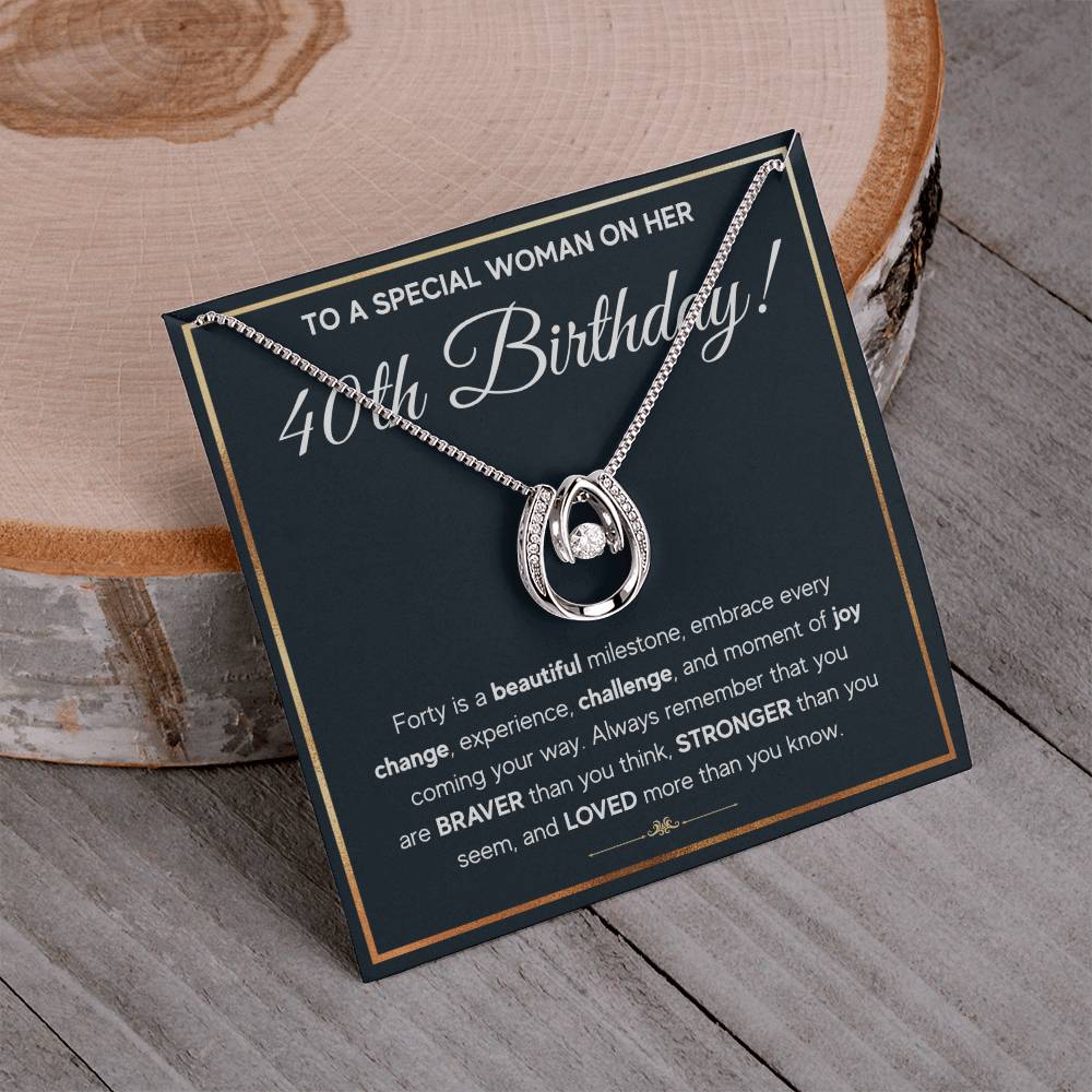 40TH BIRTHDAY MILESTONE LUCKY IN LOVE NECKLACE GIFT SET
