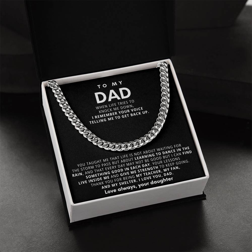 To My Dad, Thank you for being my teacher, my fan, and my shelter