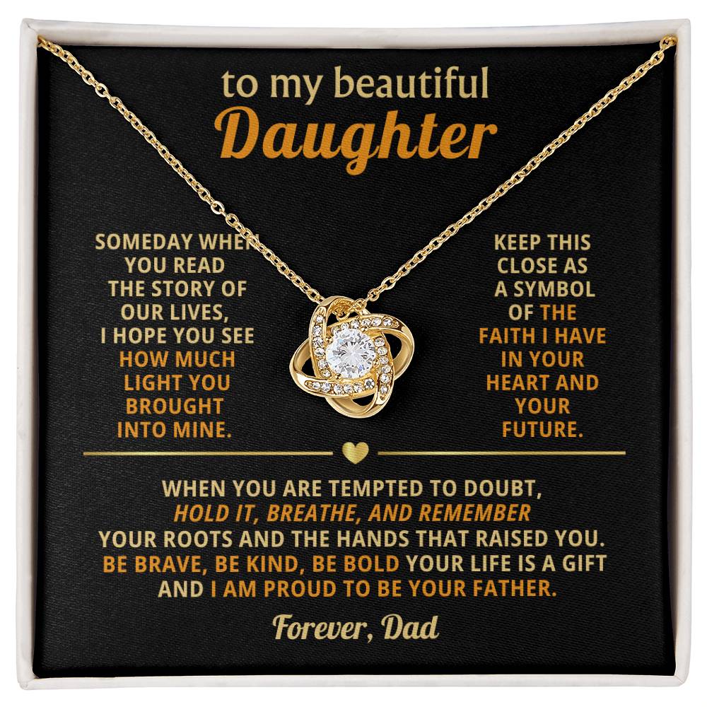 To my beautiful Daughter, Keep this close as a symbol of the faith I have in your heart and your future