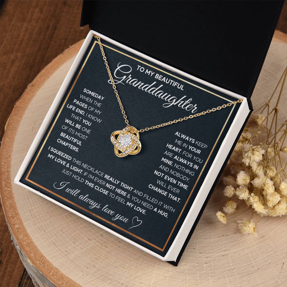 TO MY GRANDDAUGHTER SQUEEZED LOVE KNOT NECKLACE GIFT SET WHITE & GOLD