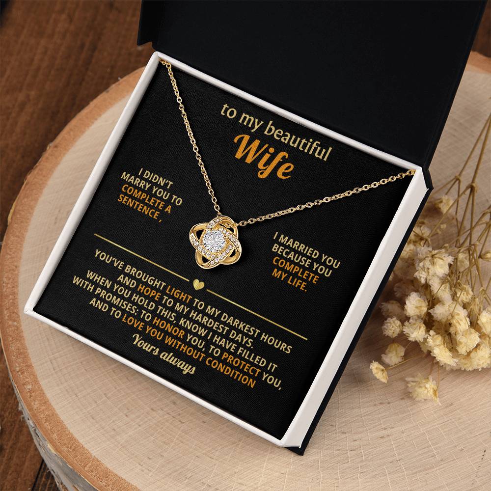 To my beautiful Wife, I married you because you complete my life