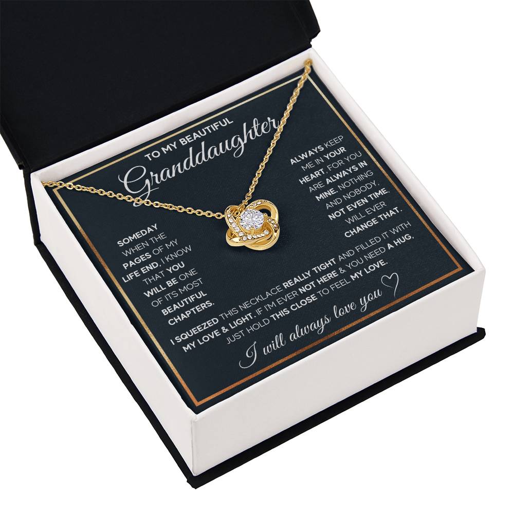 TO MY GRANDDAUGHTER SQUEEZED LOVE KNOT NECKLACE GIFT SET WHITE & GOLD