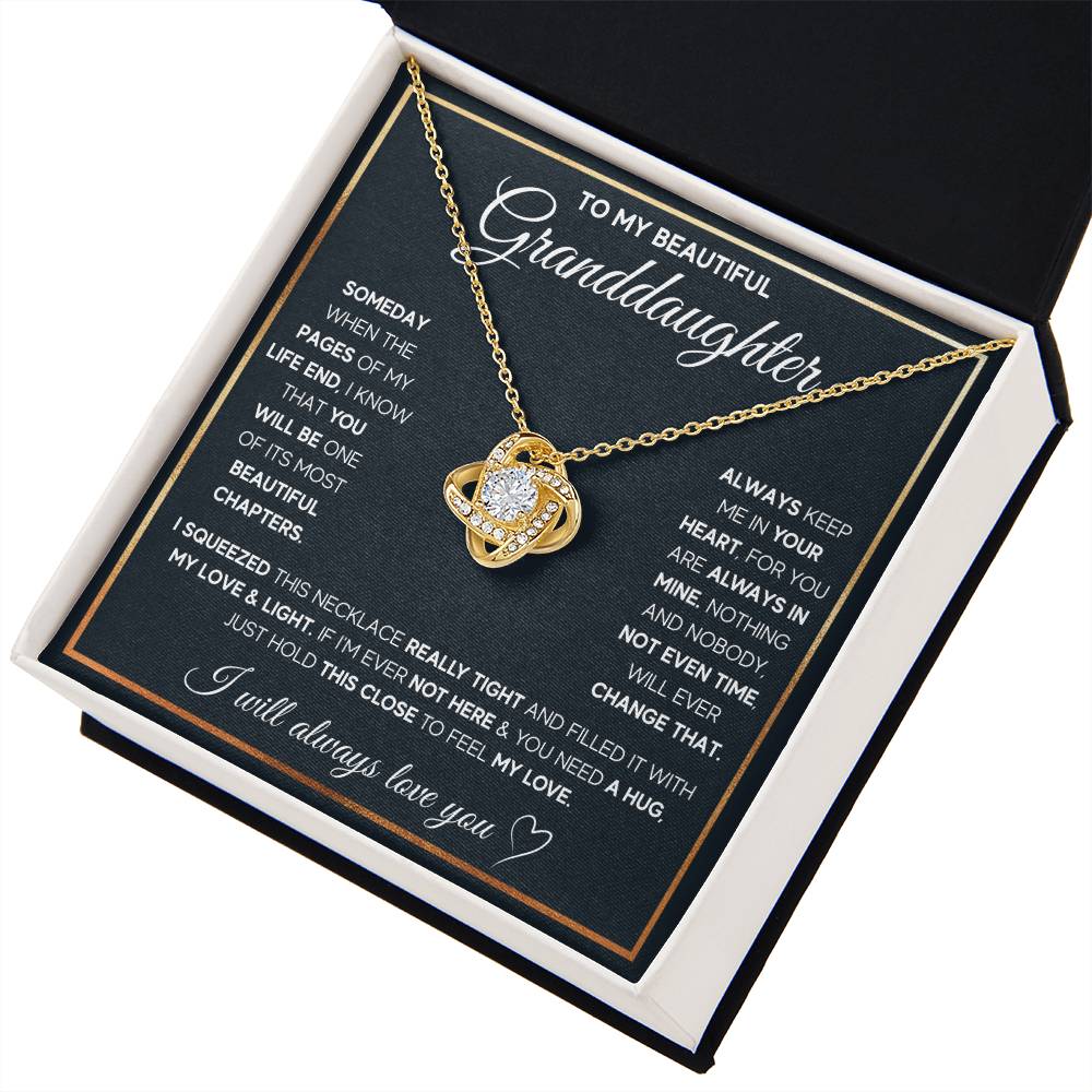 TO MY GRANDDAUGHTER SQUEEZED LOVE KNOT NECKLACE GIFT SET WHITE & GOLD