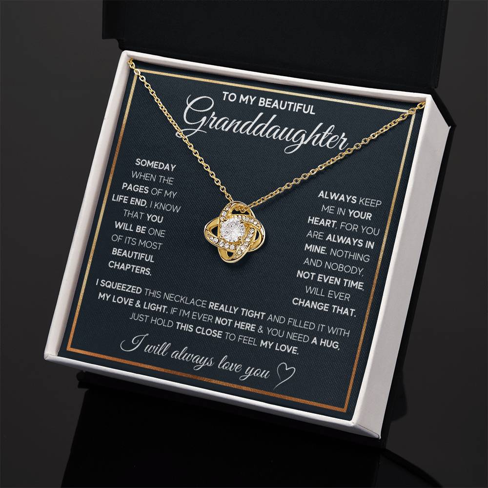TO MY GRANDDAUGHTER SQUEEZED LOVE KNOT NECKLACE GIFT SET WHITE & GOLD