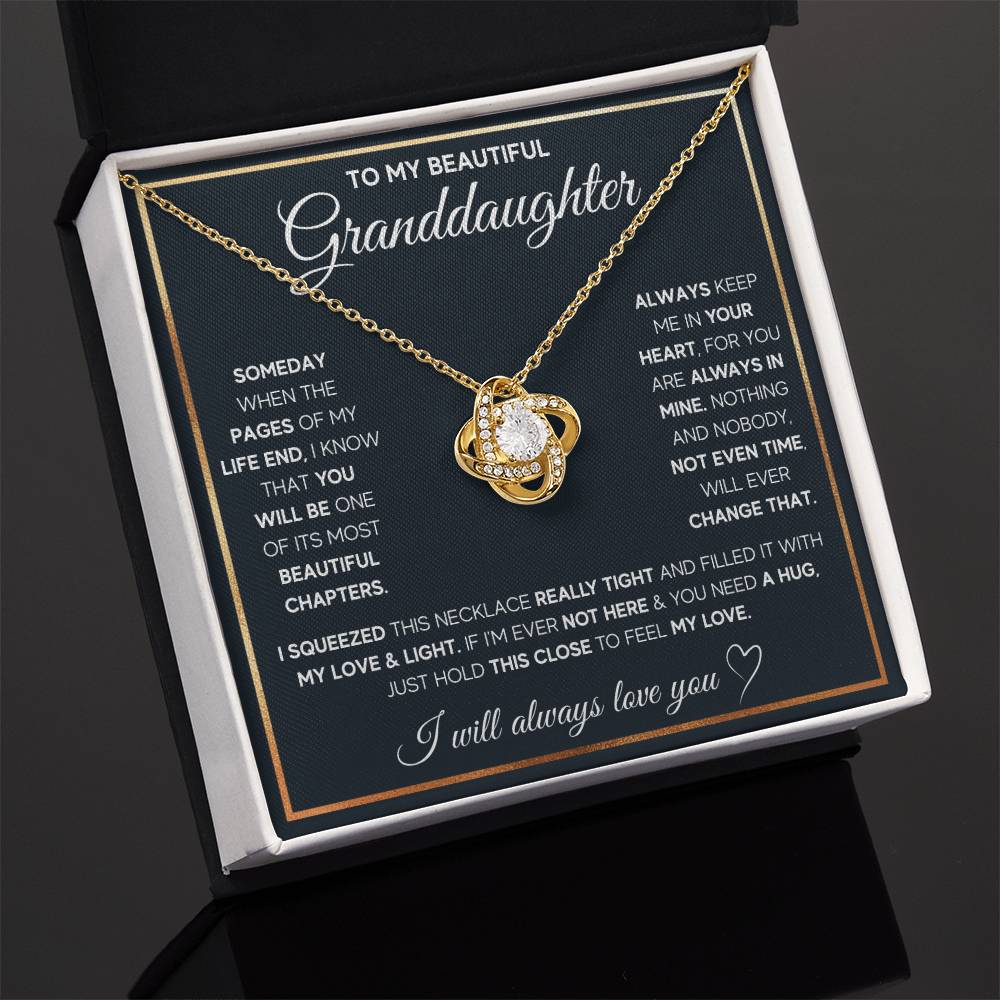 TO MY GRANDDAUGHTER SQUEEZED LOVE KNOT NECKLACE GIFT SET WHITE & GOLD