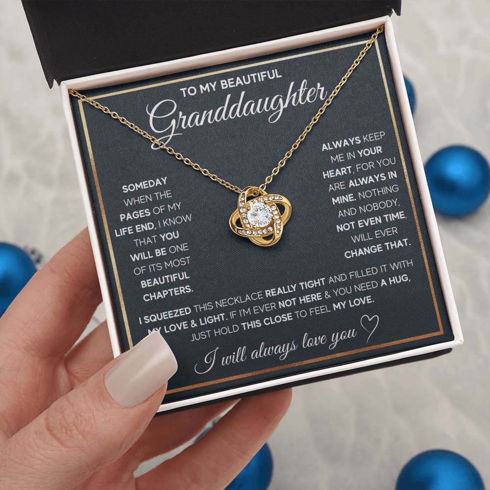 TO MY GRANDDAUGHTER SQUEEZED LOVE KNOT NECKLACE GIFT SET WHITE & GOLD