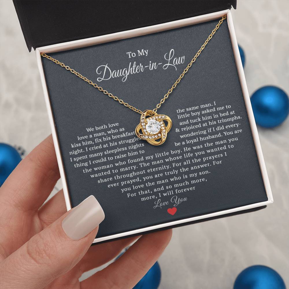 TO MY DAUGHTER IN LAW PRAYERS LOVE KNOT NECKLACE GIFT SET