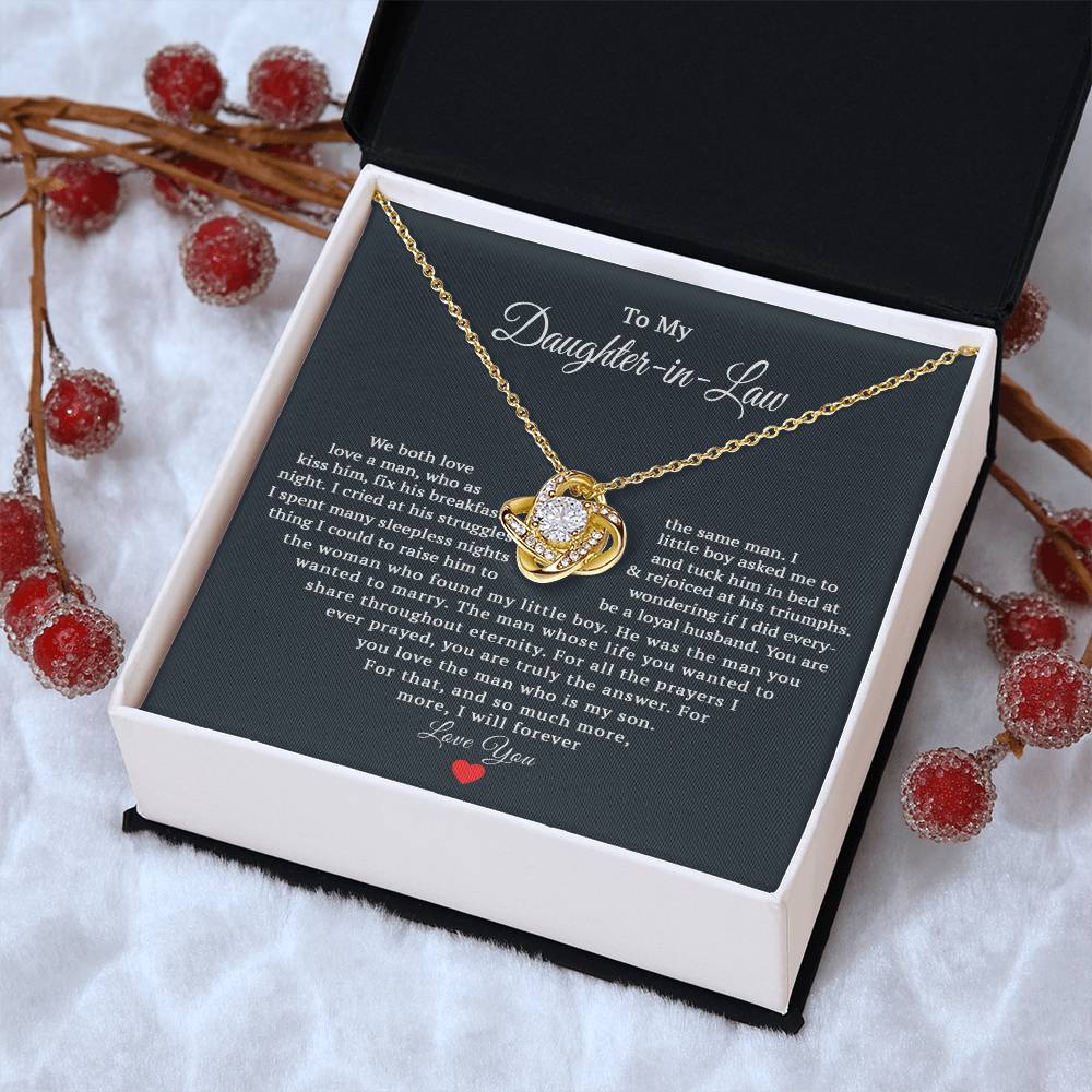 TO MY DAUGHTER IN LAW PRAYERS LOVE KNOT NECKLACE GIFT SET
