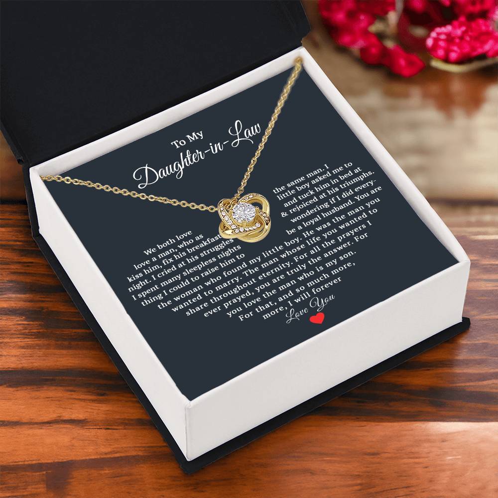 TO MY DAUGHTER IN LAW PRAYERS LOVE KNOT NECKLACE GIFT SET