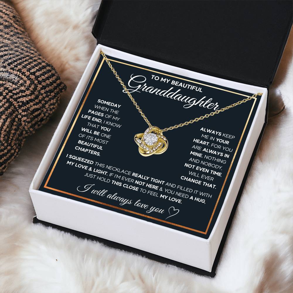 TO MY GRANDDAUGHTER SQUEEZED LOVE KNOT NECKLACE GIFT SET WHITE & GOLD
