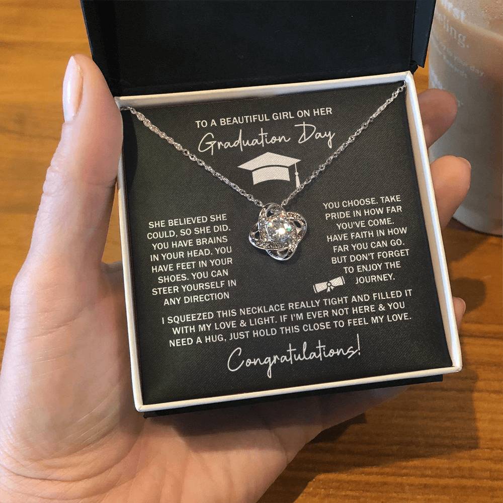 GRADUATION FOR HER SQUEEZED LOVE KNOT NECKLACE