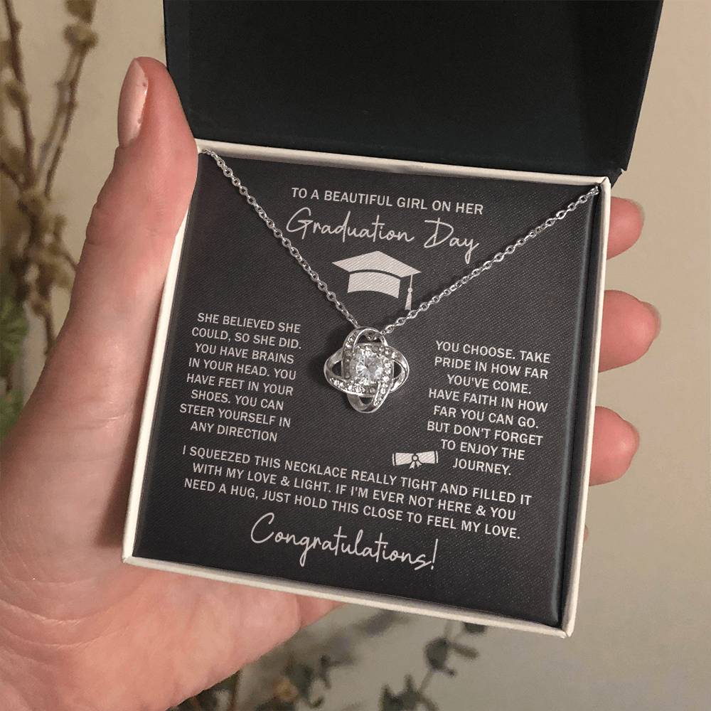 GRADUATION FOR HER SQUEEZED LOVE KNOT NECKLACE