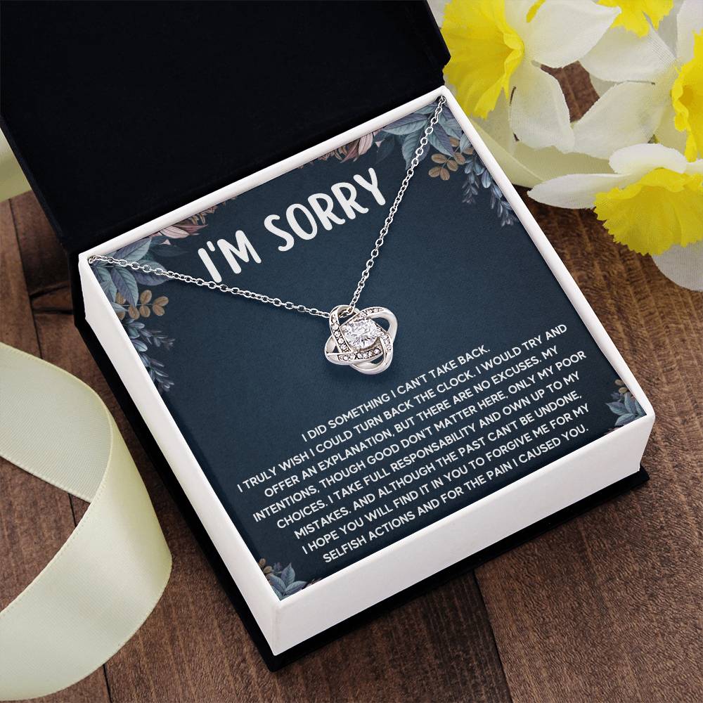 I'M SORRY POOR CHOICES LOVE KNOT NECKLACE GIFT SET