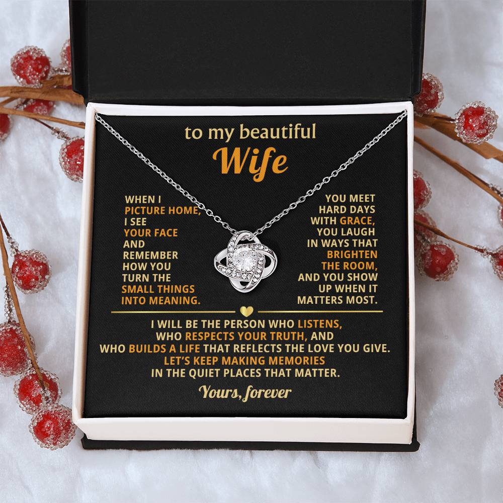 To my beautiful Wife, I see your face and remember how you turn the small things into meaning