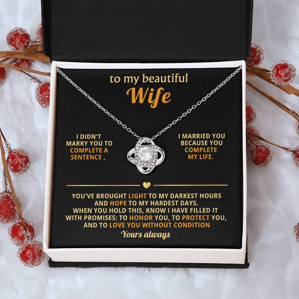 To my beautiful Wife, I married you because you complete my life