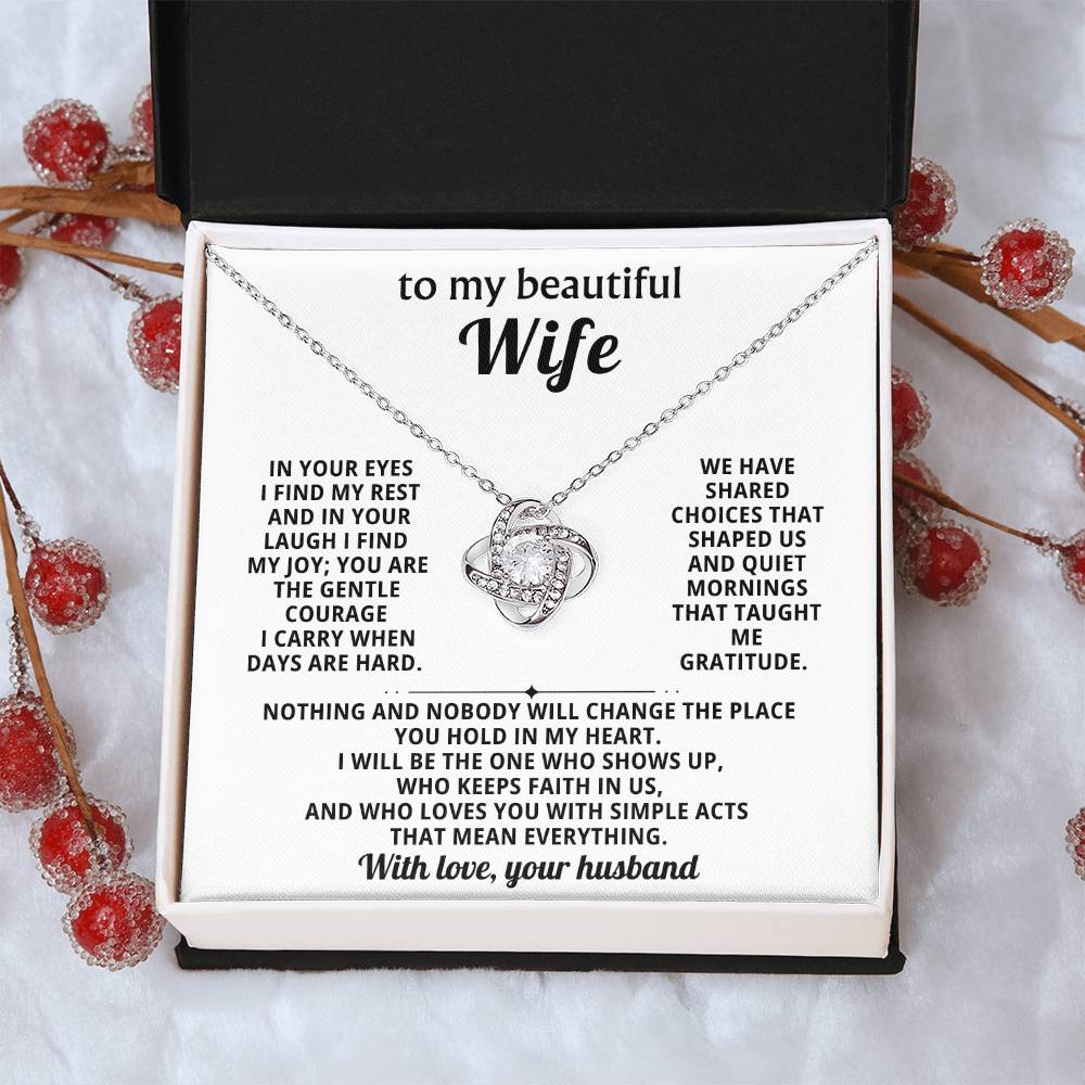 To my beautiful wife, In your eyes I find my rest and in your laugh I find my joy