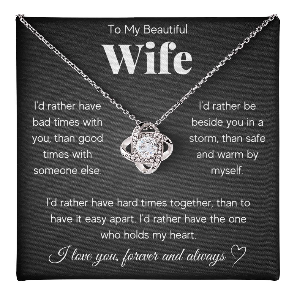 TO MY BEAUTIFUL WIFE RATHER LOVE KNOT NECKLACE GIFT SET