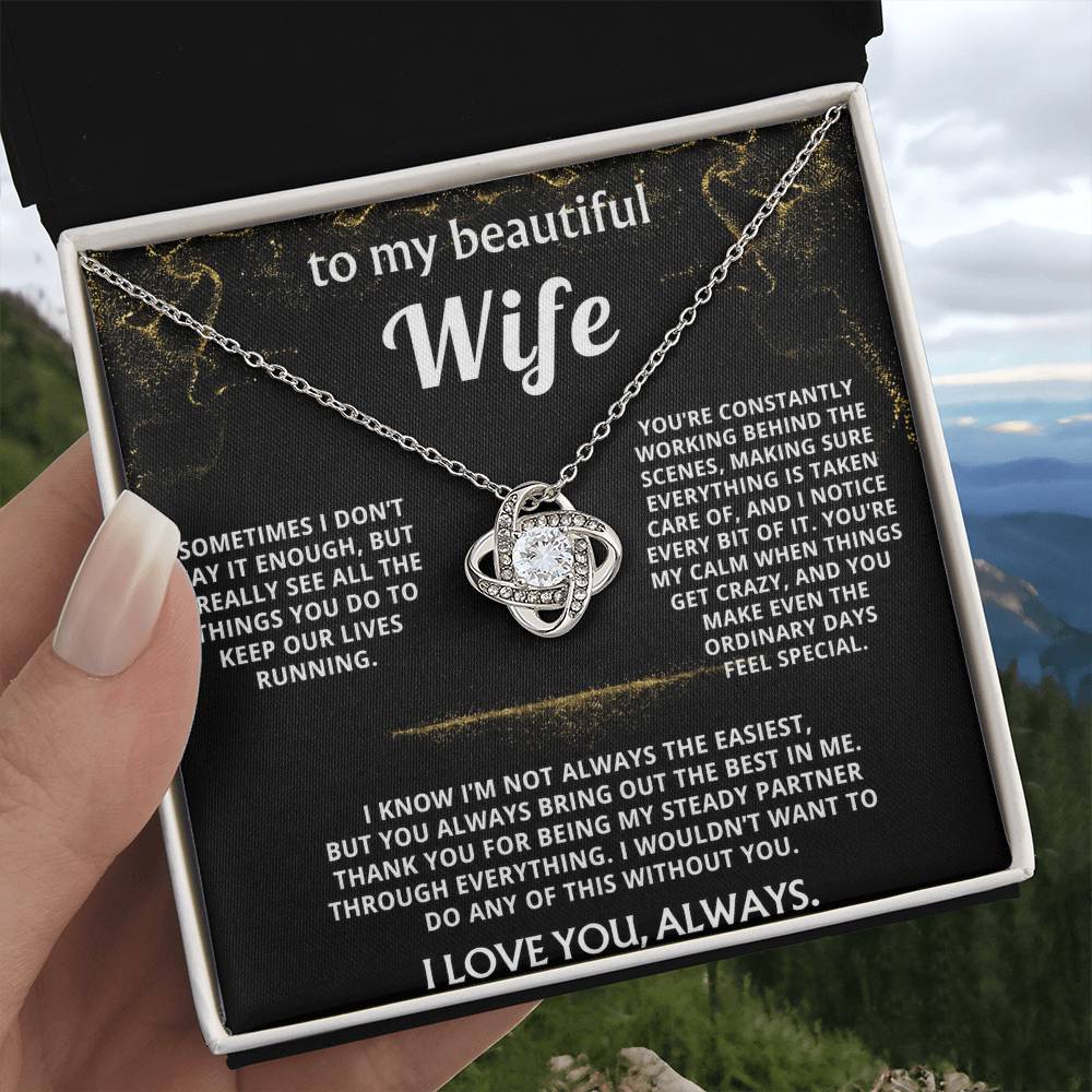 To My Wife, You're my calm and steady partner.