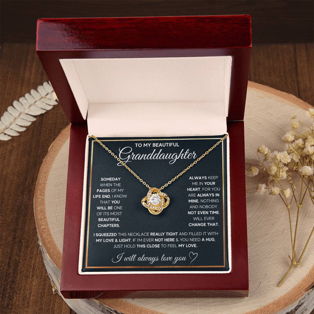 TO MY GRANDDAUGHTER SQUEEZED LOVE KNOT NECKLACE GIFT SET WHITE & GOLD