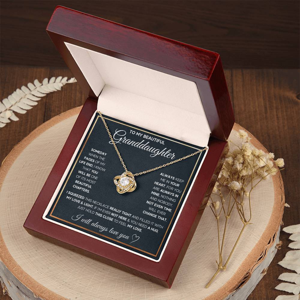 TO MY GRANDDAUGHTER SQUEEZED LOVE KNOT NECKLACE GIFT SET WHITE & GOLD