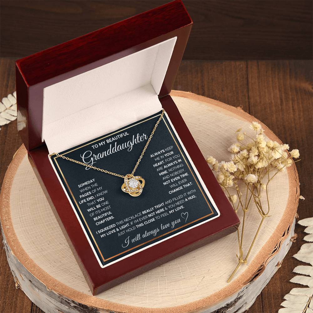TO MY GRANDDAUGHTER SQUEEZED LOVE KNOT NECKLACE GIFT SET WHITE & GOLD