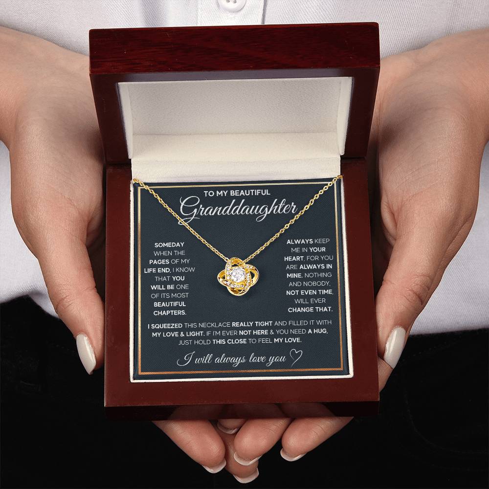 TO MY GRANDDAUGHTER SQUEEZED LOVE KNOT NECKLACE GIFT SET WHITE & GOLD