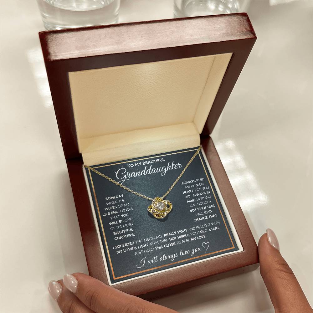 TO MY GRANDDAUGHTER SQUEEZED LOVE KNOT NECKLACE GIFT SET WHITE & GOLD