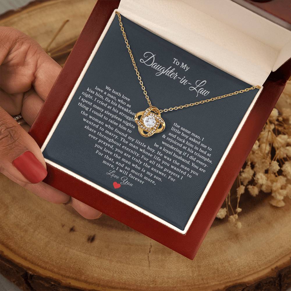 TO MY DAUGHTER IN LAW PRAYERS LOVE KNOT NECKLACE GIFT SET