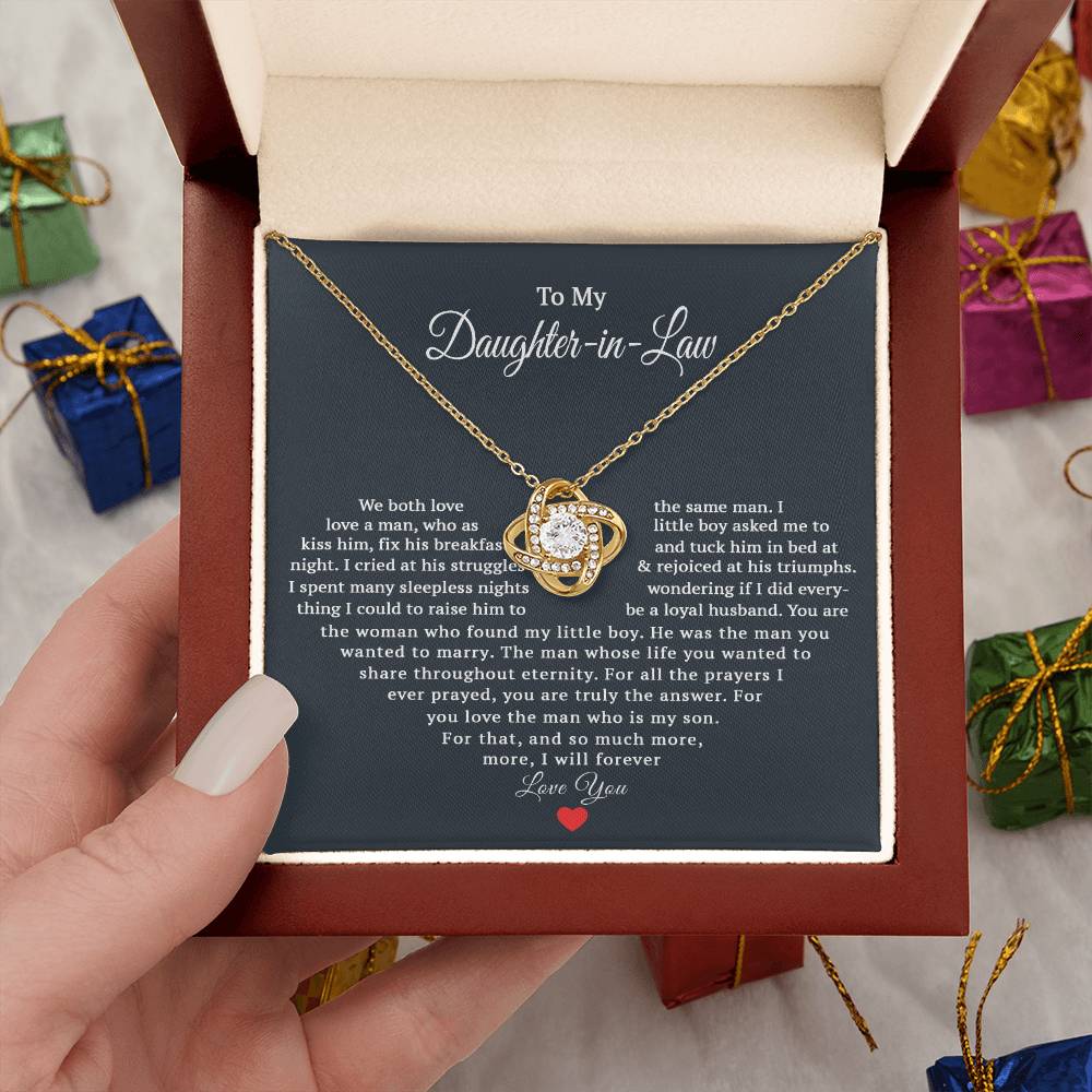 TO MY DAUGHTER IN LAW PRAYERS LOVE KNOT NECKLACE GIFT SET