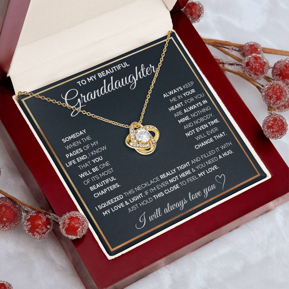 TO MY GRANDDAUGHTER SQUEEZED LOVE KNOT NECKLACE GIFT SET WHITE & GOLD