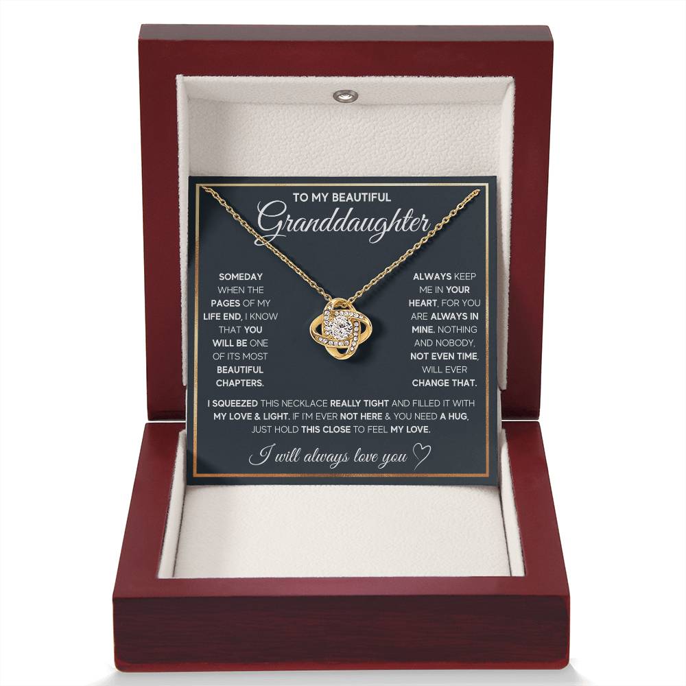 TO MY GRANDDAUGHTER SQUEEZED LOVE KNOT NECKLACE GIFT SET WHITE & GOLD