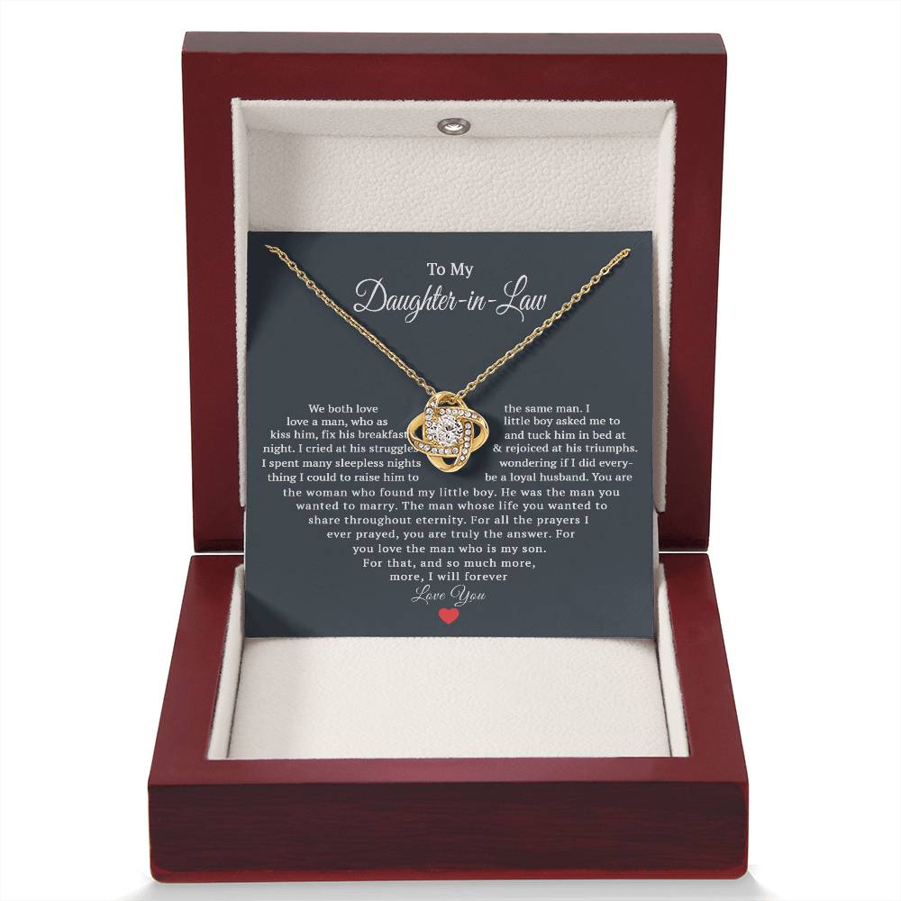 TO MY DAUGHTER IN LAW PRAYERS LOVE KNOT NECKLACE GIFT SET