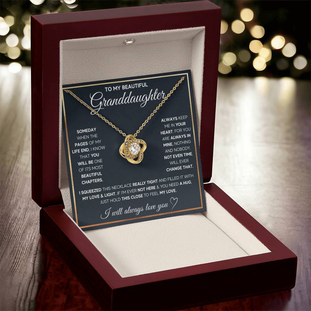 TO MY GRANDDAUGHTER SQUEEZED LOVE KNOT NECKLACE GIFT SET WHITE & GOLD