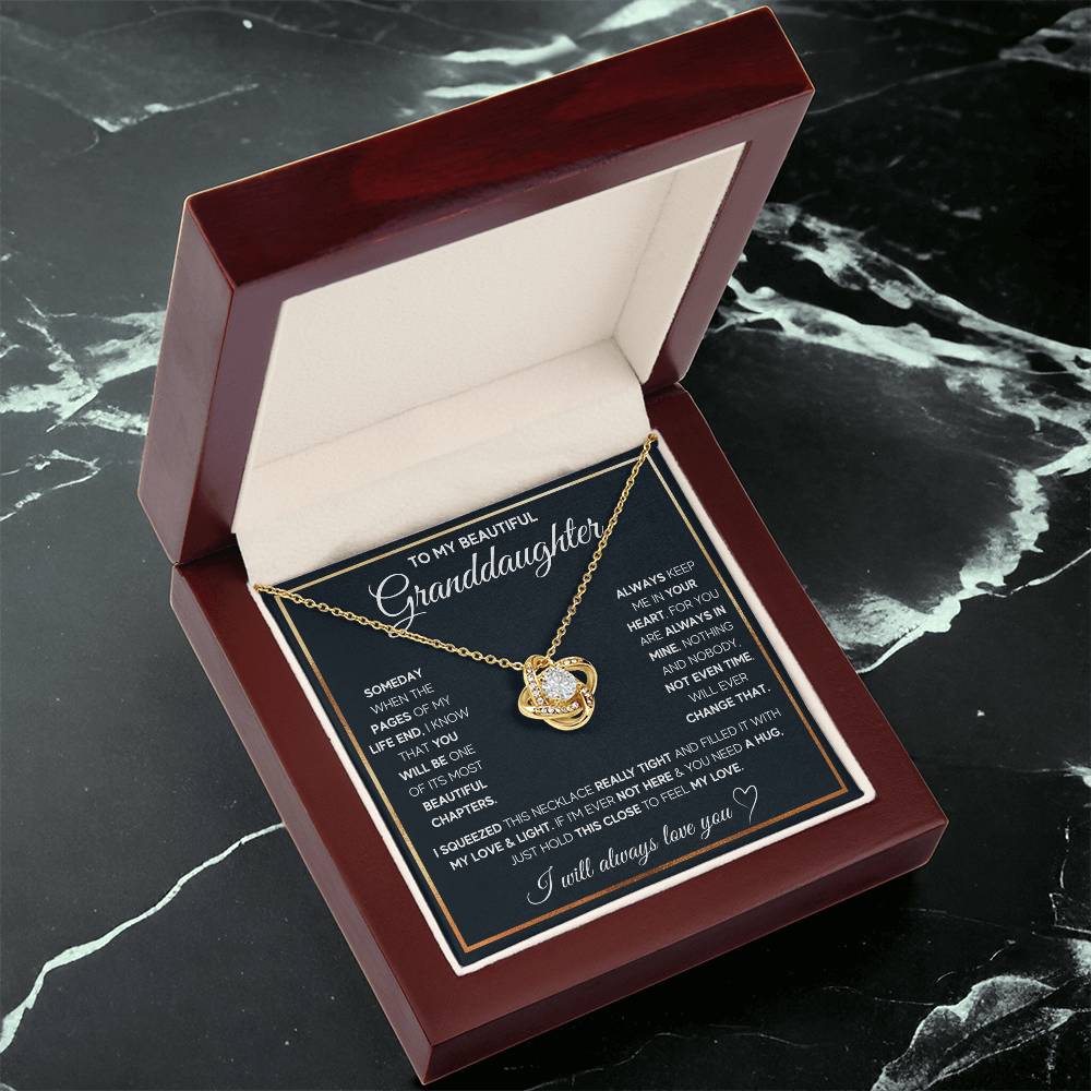 TO MY GRANDDAUGHTER SQUEEZED LOVE KNOT NECKLACE GIFT SET WHITE & GOLD
