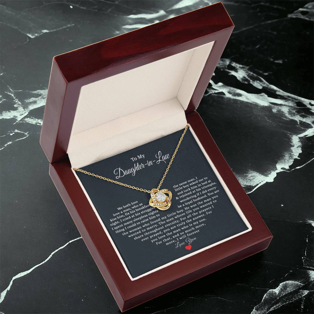 TO MY DAUGHTER IN LAW PRAYERS LOVE KNOT NECKLACE GIFT SET