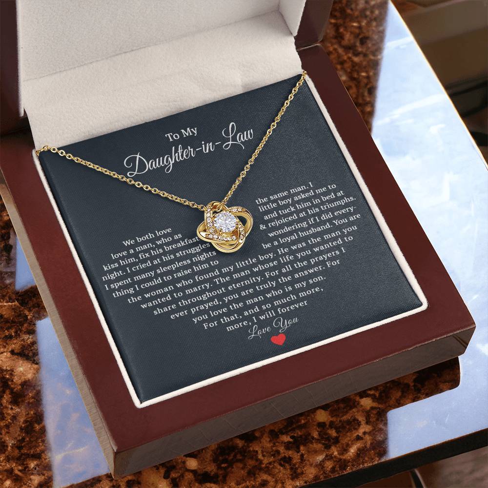 TO MY DAUGHTER IN LAW PRAYERS LOVE KNOT NECKLACE GIFT SET