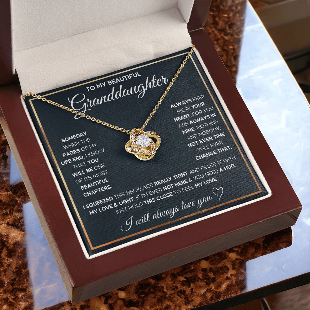 TO MY GRANDDAUGHTER SQUEEZED LOVE KNOT NECKLACE GIFT SET WHITE & GOLD