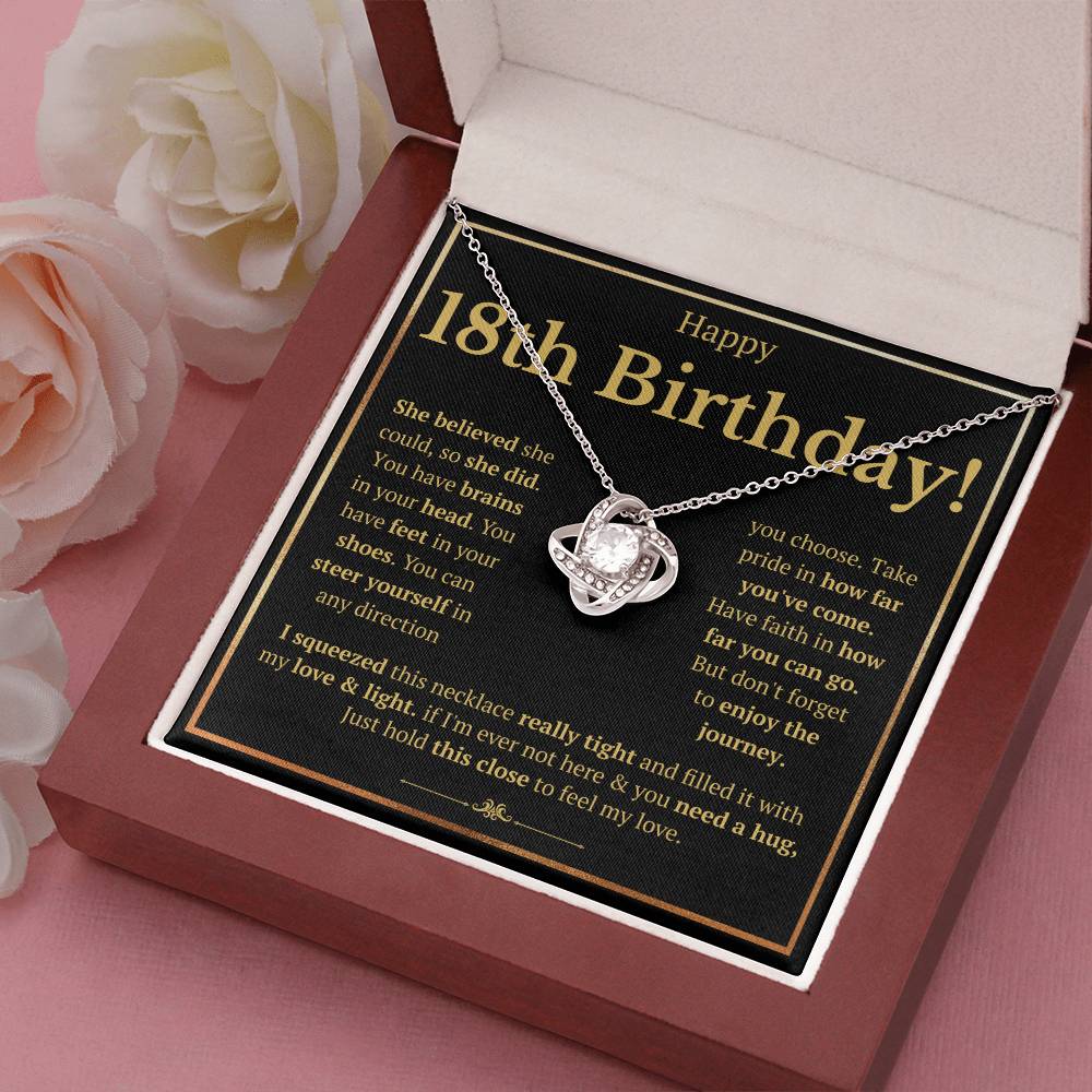 18TH BIRTHDAY SQUEEZED LOVE KNOT NECKLACE GIFT SET
