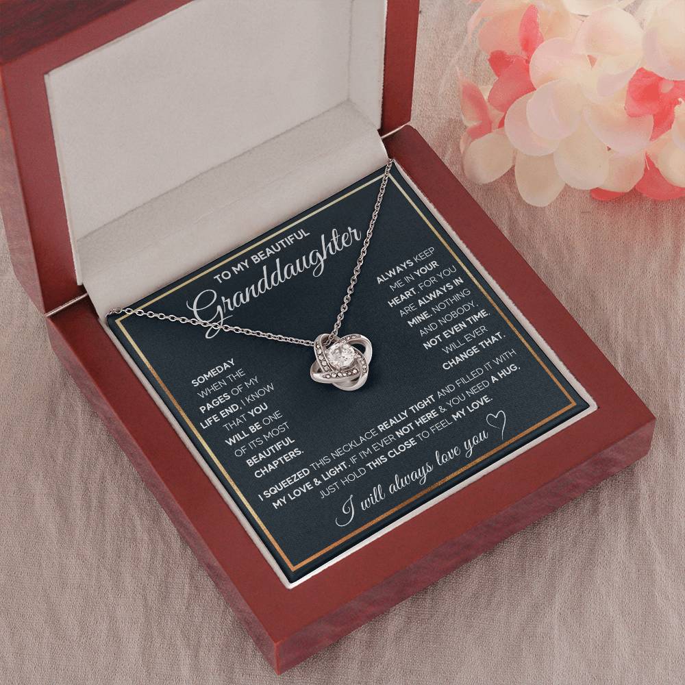 TO MY GRANDDAUGHTER SQUEEZED LOVE KNOT NECKLACE GIFT SET